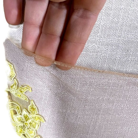 Tarik Ediz Yellow Floral Lace Plunge Neckline Cap Sleeve Mermaid Dress Size 8 - Picture 13 of 16